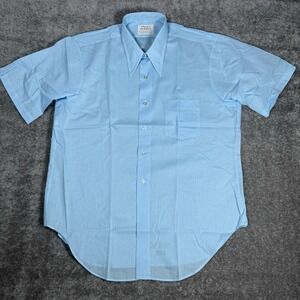 Arrow Surrey Collection Shirt Mens 16.5 Blue Short Sleeve Sanforized Madison Ave